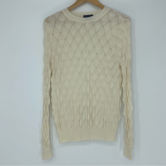 ModCloth Women Looking Lively Geometric Pattern Sweater Size S Ivory - Picture 8 of 13